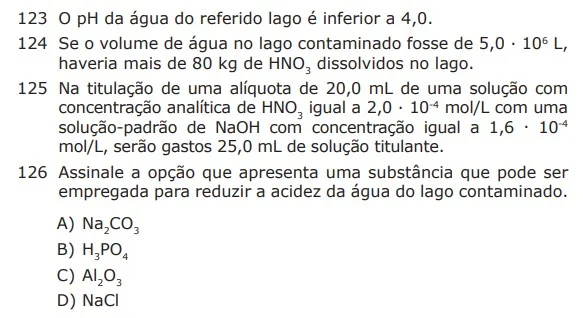Questão 123 - 124 -125 - 126 UnB 2019