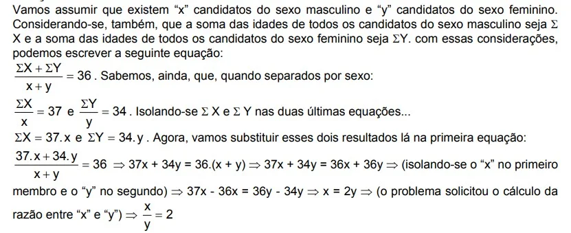 Resolução da Questão sobre média aritmética do TCU/ESAF - 1995