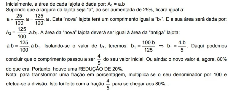 Resolução da Questão sobre porcentagem de frações